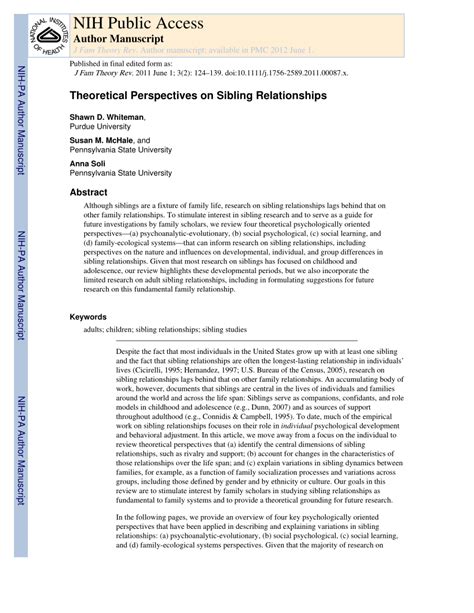 Theoretical Perspectives on Sibling Relationships .